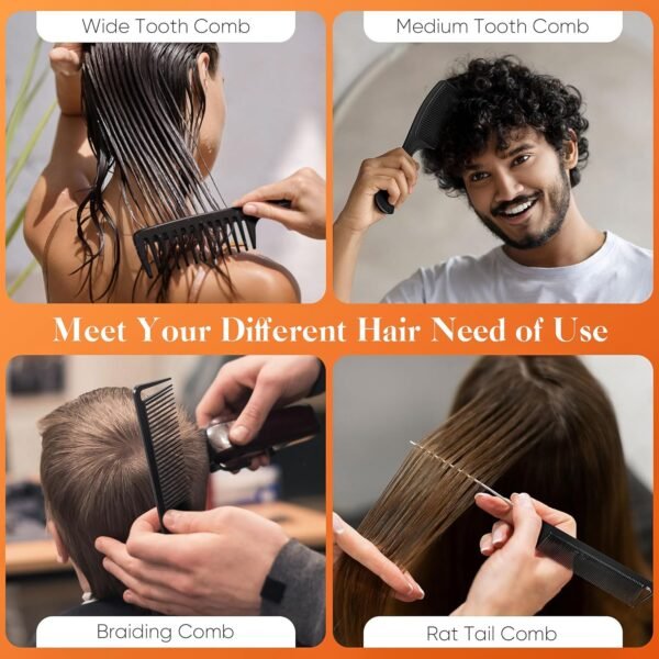 81yVStw5CL._SL1500_.jpg SALONSILK 4PCS Professional Comb Set, Wide Tooth Rat Tail Fine Tooth Hair Combs, Braiding Cutting Barber Styling Curly Parting Set for Men and Women
