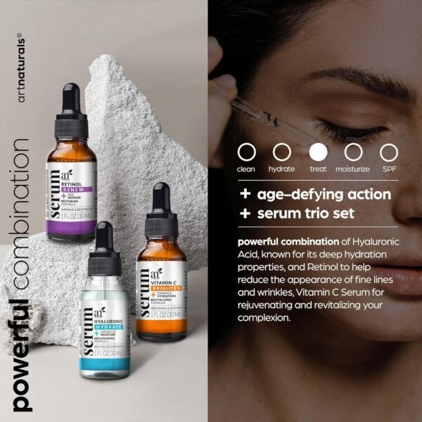 81yyIafmORL._SL1500_.jpg artnaturals Anti-Aging-Set with Vitamin-C Retinol and Hyaluronic-Acid - (3 x 1 Fl Oz / 30ml) Serum for Anti Wrinkle and Dark Circle Remover – All Natural and Moisturizing