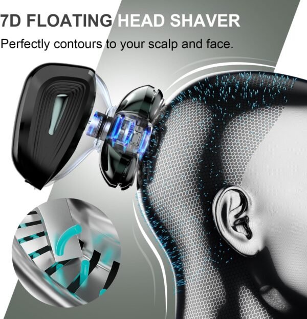 Head Shavers for Bald Men: Upgraded Detachable Head Shaver - IPX7 Waterproof Electric Razor for Men - 7D LED Display Rechargeable Grooming Kit with Type-C Charge