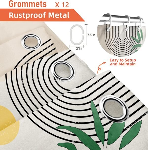 FZDHHY 4PCS Boho Shower Curtain Set Retro Orange Shower Curtain Bathroom Set with Rugs Abstract Shower Curtains for Bathroom with Carpet Bath Mat Toilet Rugs