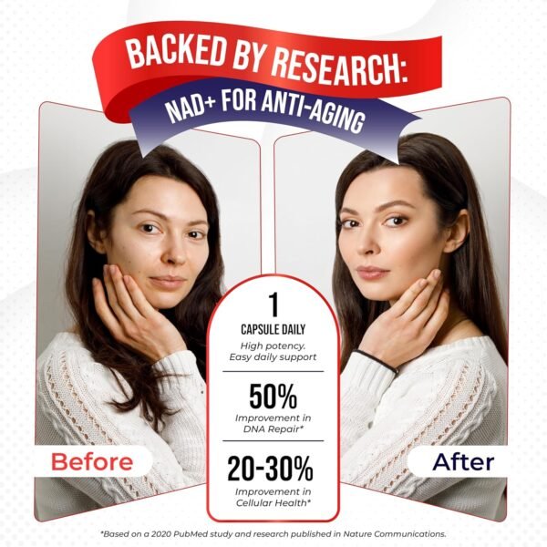 NAD+ Supplement with Nicotinamide Riboside NR, Resveratrol, Quercetin - Cellular Energy & Repair, Vitality, Healthy Aging (90 Count (Pack of 1))