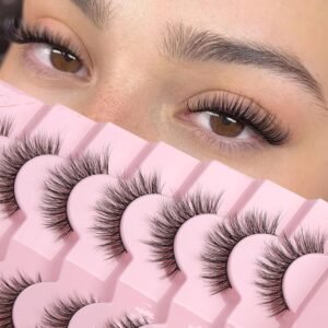 81zzjTwsYoL._SL1500_.jpg Onlyall Natural Lashes Wispy Lashes Natural Look False Eyelashes Natural Flared Eyelashes False Eye Lashes Soft Fluffy Lashes 7 Pairs D-K06, Black