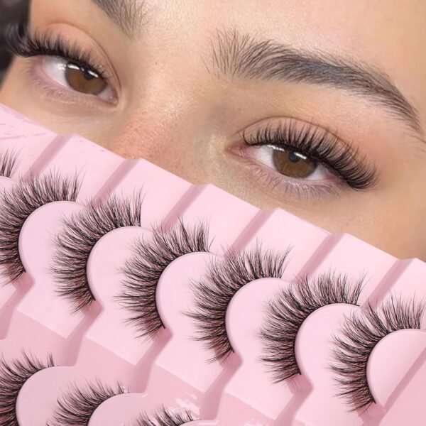 81zzjTwsYoL._SL1500_.jpg Onlyall Natural Lashes Wispy Lashes Natural Look False Eyelashes Natural Flared Eyelashes False Eye Lashes Soft Fluffy Lashes 7 Pairs D-K06, Black