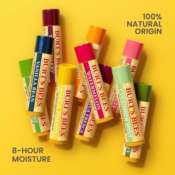 9114o7PVKwL._SL1500_.jpg Burt's Bees Lip Balm, Beeswax, Strawberry, Coconut and Pear, and Vanilla Bean Pack, With Responsibly Sourced Beeswax, Tint-Free, Natural Lip Treatment, 4 Tubes, 0.15 oz.