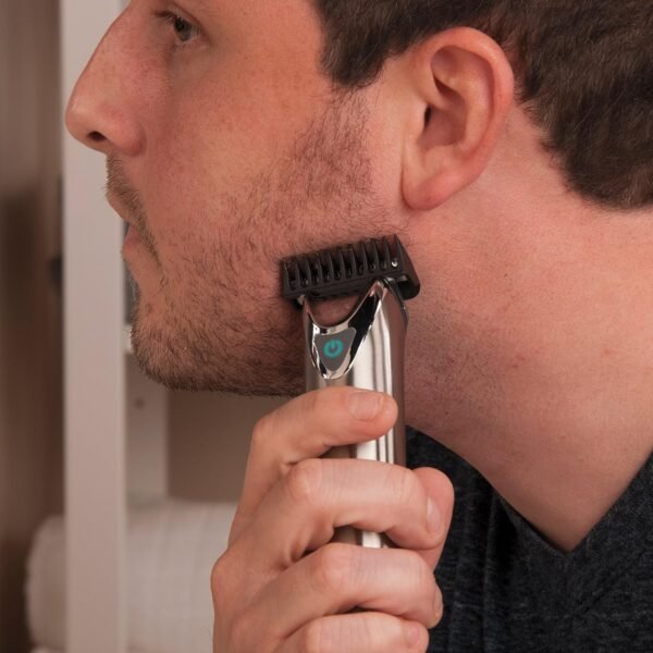 912yoQ7dFL._SL1500_.jpg Wahl USA Stainless Steel Lithium Ion 2.0+ Beard Trimmer for Men - Electric Shaver & Nose Ear Trimmer - Rechargeable All in One Men's Grooming Kit - Model 9864SS