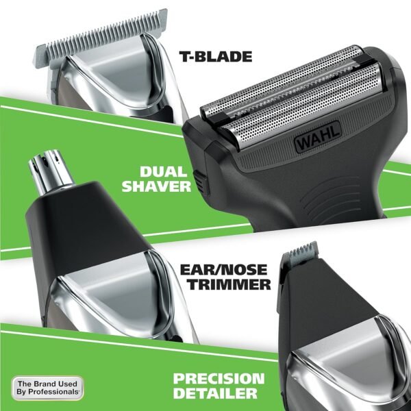 Wahl Stainless Steel Lithium Ion 2.0+ Slate Beard Trimmer for Men - Electric Shaver, Nose Ear Trimmer, Rechargeable All in One Men's Grooming Kit - Model 9864