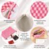 GUTGNK 2-Pack Makeup Bag For Women - Large Checkered Knitted Cosmetic Bags&Small Makeup Pouch Aesthetic Design Travel Toiletry Bag Skincare Bag Car Storage Bag With Zipper(Pink)