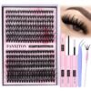 915abpUqPQL._SL1500_.jpg FANXITON DIY Lash Extension Kit Volume Lash Clusters 40D+50D D Curvature Individual Lashes Lash Clusters Kit Thick Eyelash Extension Kit 280 pcs Thin Band Cluster Lashes Lash Bond and Seal Tweezers