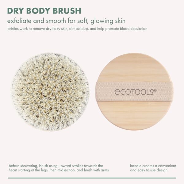 EcoTools Dry Brush, Gentle Exfoliating Scrubber for Skincare and Beauty, Pore Cleansing, Pink