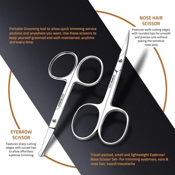 Utopia Care Eyebrow Scissors, Professional Stainless Steel Small Shears for Men and Women, Nose Hair Scissors for Grooming Mustache, Beard, Eyelashes, Ear Hair Trimming, Silver