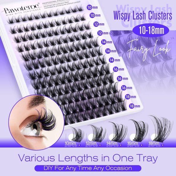 91EYWuUTg8L._SL1500_.jpg Pawotence Lash Clusters Wispy Cluster Eyelash Extensions 10-18mm Individual Lashes DIY Cluster Lashes Extension Soft Comfortable Eyelash Clusters with Thin Band