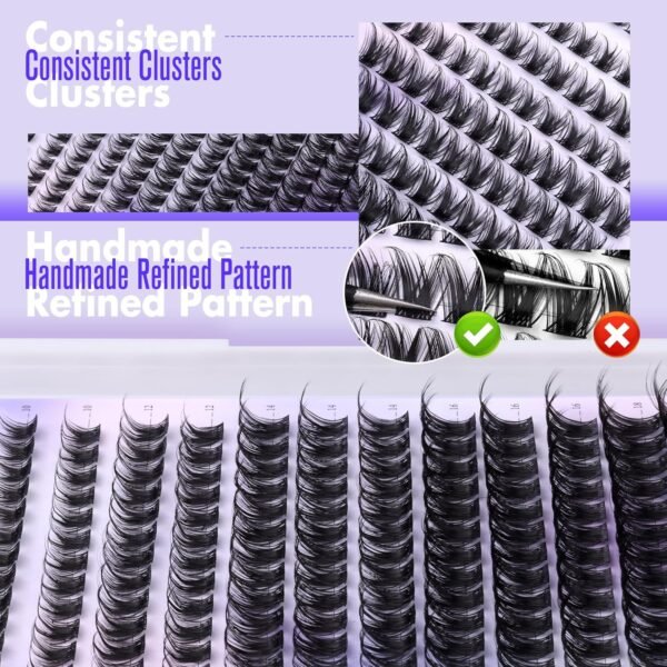 91Jqw7UeHL._SL1500_.jpg Pawotence Lash Clusters Wispy Cluster Eyelash Extensions 10-18mm Individual Lashes DIY Cluster Lashes Extension Soft Comfortable Eyelash Clusters with Thin Band