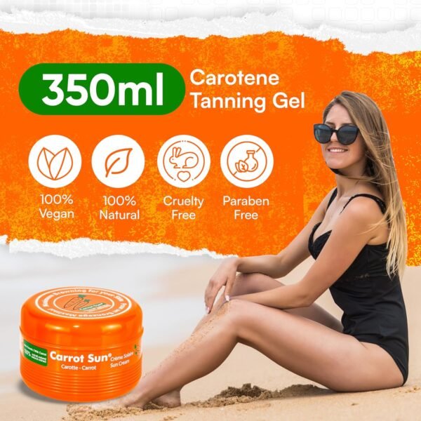 Tanning Accelerator – 350ml Carotene Intensive Tanning Gel – Natural Extract Sun Cream Tanning Lotion for All Skin Types – Tan Lotion with Carrot Oil for Even Beautiful Skin Coloring - SPF0