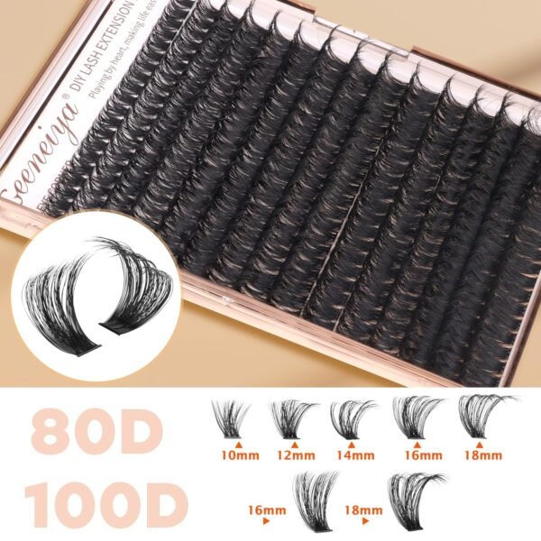 Geeneiya Volume Lash Clusters Kit DIY Lash Extension Kit D Eyelash Extensions with Lash Bond and Seal Tweezers,10-14mm Eye Corner Eyelashes and 16-18MM Cluster Lashes 300Pcs