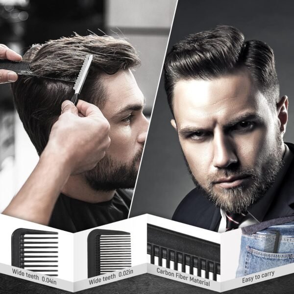 SalonSilk Hair Brush for Men, 5PCS Men Hair Brush & Styling Comb Set - Professional Barber Tools for All Hair Types, Perfect for Styling, Grooming, and Detangling