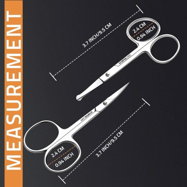 Utopia Care Eyebrow Scissors, Professional Stainless Steel Small Shears for Men and Women, Nose Hair Scissors for Grooming Mustache, Beard, Eyelashes, Ear Hair Trimming, Silver