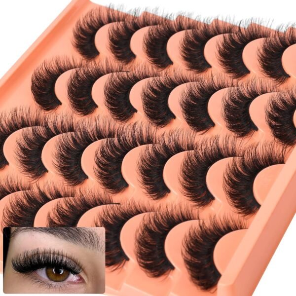 91VnxYvOjwL._SL1500_.jpg Short Lashes Natural Look False Eyelashes Thick Volume Faux Mink Lashes Pack Wispy Strip Fake Eyelashes Cat Eye Lashes that Look Like Extensions 14 Pairs
