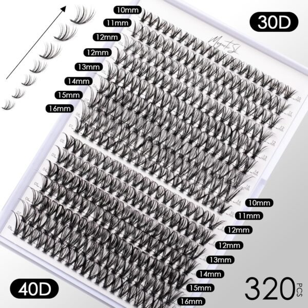 91VwawTXyNL._SL1500_.jpg Lash Clusters DIY Lash Extensions Kit 320pcs Individual Lashes Clusters 30D 40D D Curl Eyelash Extension Kit with Applicator and Lash Bond&Seal,Clusters Lash Glue Remover Mix 10-16mm (30D+40D-320 KIT)