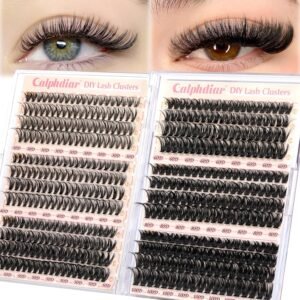 Calphidar Eyelash Clusters 30D+40D+50D+60D+80D+100D Lash Clusters Wispy Individual Lashes 476PCS D-curly Lash Extension 10-16MM Natural Lashes Clusters DIY Cluster Eyelash Extensions for Beginners