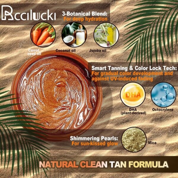 Golden Shimmer Tanning Gel-Browning Tan Accelerator-Hydrating Bronze Enhancer with Carrot & Coconut | Tanning Cream for Sun/Tanning Bed Use (5 Fl Oz)