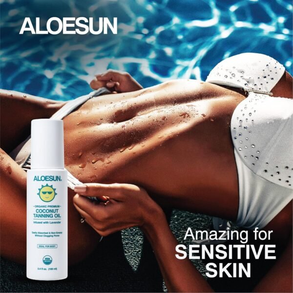 Organic Coconut Tanning Oil Spray Infused with Organic Lavender Oil | Natural Deep Tanning Accelerator | Moisturizing & Hydrating Tan | Non-Greasy | Vegan & Cruelty-Free | Travel Size 3.4 Oz