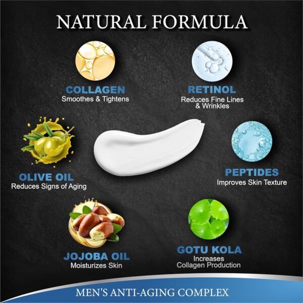 Mens Face Moisturizer Cream - Anti Aging & Wrinkle Cream - Face Moisturizer For Men with Collagen, Retinol, Peptides, Jojoba Oil - Facial Skin Care Lotion - Day & Night - 4.2 OZ