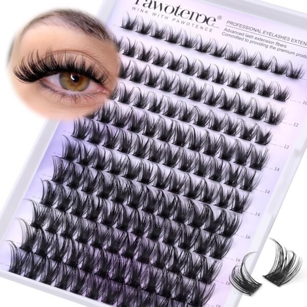 91xr8FQErsL._SL1500_.jpg Pawotence Lash Clusters Wispy Cluster Eyelash Extensions 10-18mm Individual Lashes DIY Cluster Lashes Extension Soft Comfortable Eyelash Clusters with Thin Band
