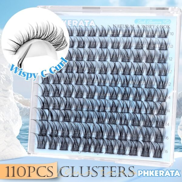 91xuk2FWH-L._SL1500_.jpg Natural Lash Clusters Wispy Eyelash Clusters 110 pcs Cluster Eyelash Extensions C Curvature Individual Lashes 10-16 mm Mix Length Natural Look Lashes Clusters with Thin Lash Band