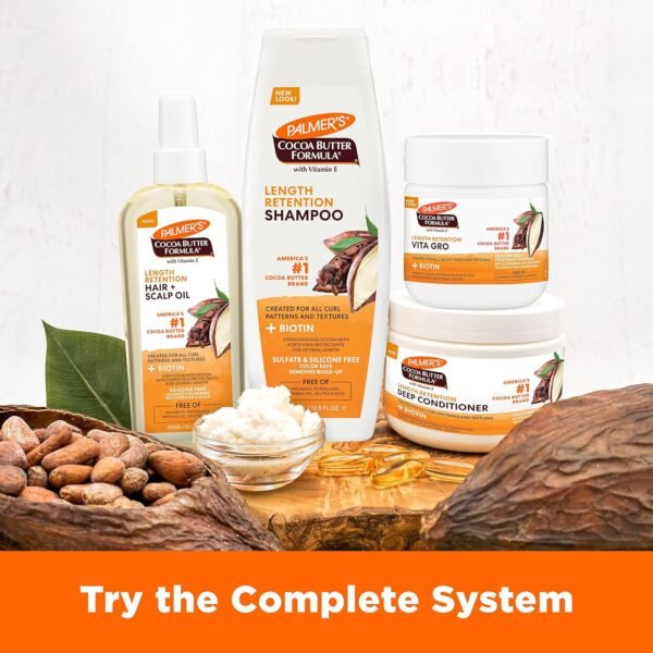 Palmer's Cocoa Butter & Biotin Length Retention Deep Conditioner, Strengthen, Nourish and Restore Elasticity and Shine, Suitable for All Curly Hair Patterns 8.5 Ounce