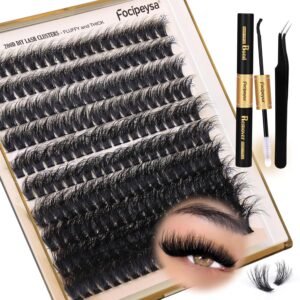 91zOwid-FeL._SL1500_.jpg Focipeysa Lash Extension Kit Thick Eyelash Extension Kit 10-18mm Volume Lash Clusters 200D Individual Eyelashes Kit with Lash Bond, Lash Remover, Lash Applicator, DIY Lashes Extension