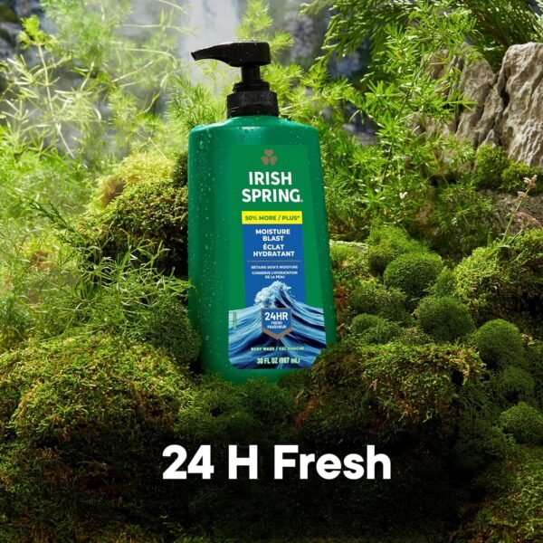 Irish Spring Mens Body Wash, Moisture Blast Body Wash for Men, Feel Fresh All Day, 30 Oz Pump Bottle