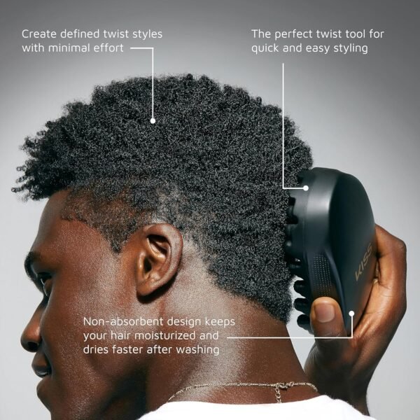 A1TcrM8vXsL._SL1500_.jpg KISS Colors & Care Twist King - Premium Twist Tool, Long-Lasting Durable, 2X Longevity, Defines Twists, Professional Quality, Quick & Easy Styling, Washable, Black, 0.53 pounds (KTWS04)