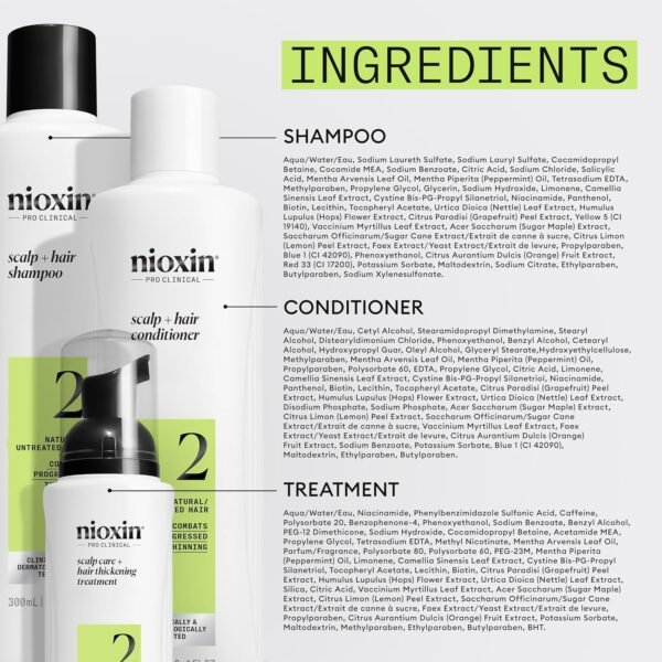 Nioxin Scalp + Hair Thickening System Kits | For Natural, Colored, & Damaged Hair with Light to Progressed Thinning | Strengthen & Boost Hair Density with Niacinamide & Biotin | 3 Month Supply