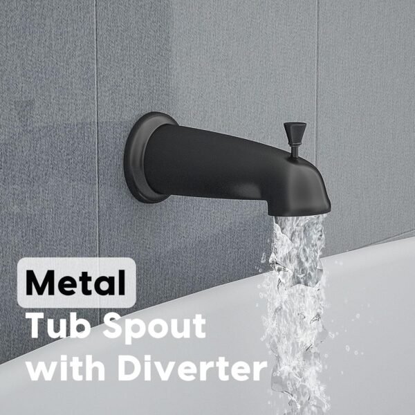 WRISIN Black Shower Faucet Set with Tub Spout (Valve Included), Black Shower Head and Handle Set with Handheld