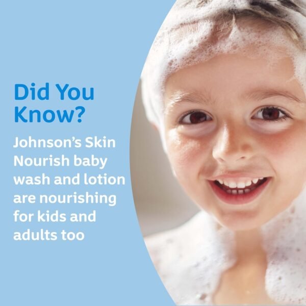 Johnson's Skin Nourish Moisturizing Baby Lotion for Dry Skin with Vanilla & Oat Scents, Gentle & Lightweight Body Lotion for the Whole Family, Hypoallergenic, Dye-Free, 16.9 fl. oz