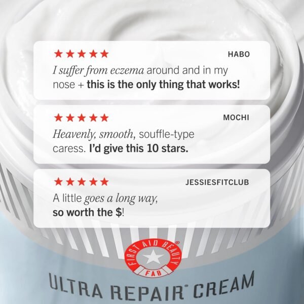 First Aid Beauty - Ultra Repair Cream, Intense Hydration Whipped Colloidal Oatmeal, Clinically Proven to Strengthen Skin Barrier in 7 Days & Helps Relieve Eczema, Luxury Moisturizer, 6 oz + Bonus, 2ct