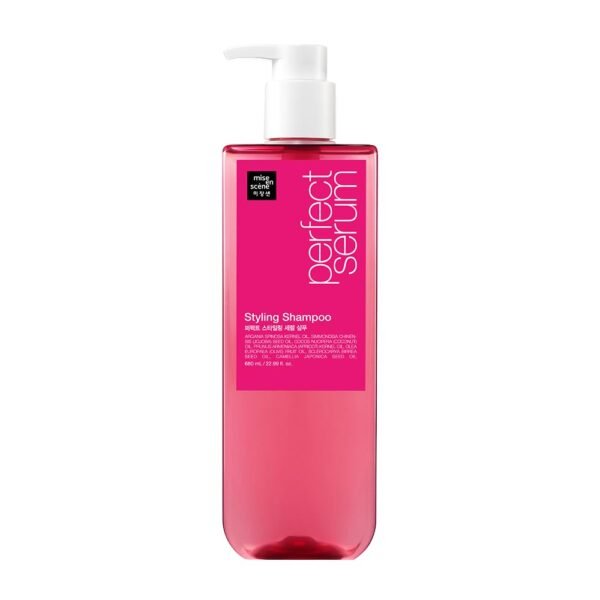 Mise En Scene Hair Perfume Shampoo - Perfect Styling Serum Shampoo - with Peony and Rose Scent, Styling Memory & Heat Protection, Enriched with Argan Oil, Daily Nourishing, 22.99 Fl. Oz.