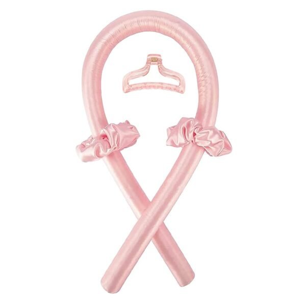 41rxn9ay2TL._SL1001_.jpg Heatless Curling Rod Headband No Heat Silk Ribbon Curling Rod Hair Roller Curls with Hair Claw Clip Lazy Natural Soft Wave DIY Hair Rollers Styling Tool for Sleep in Overnight (Pink)