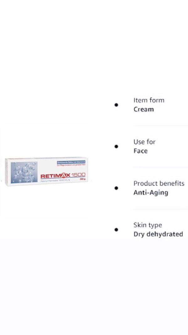 1500 Vitamin A Retinol Cream Anti-Ageing Anti-Wrinkle Cream for Dehydrated Skin 30g / 1.06 Oz