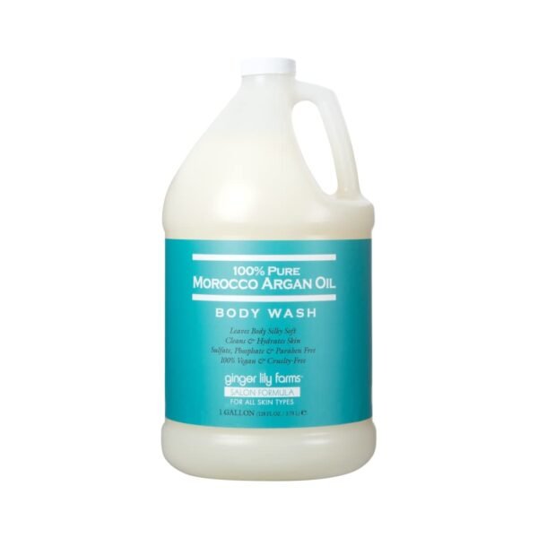 Ginger Lily Farms Salon Formula 100% Pure Morocco Argan Oil Body Wash for All Skin Types, 100% Vegan & Cruelty-Free, 1 Gallon (128 fl oz) Refill