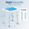 OasisSpace Shower Chair, Adjustable Bath Stool Chair for Inside Shower - Tool Free Anti-Slip Bench Bathtub Stool Seat with Durable Aluminum Legs for Elderly, Senior, Handicap & Disabled