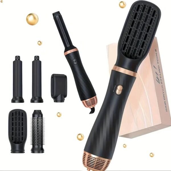 511emuywXCL._AC_.jpg 5 in 1 Blow Dryer Brush, Negative Ion Blow Out Brush Dryer Hair Dryer, Hot Air Styler Set Auto Wrap Curlers & Straightener & Volumizer Pro Kit, Portable Multi Styler Air Curler Hair Tools (Black)