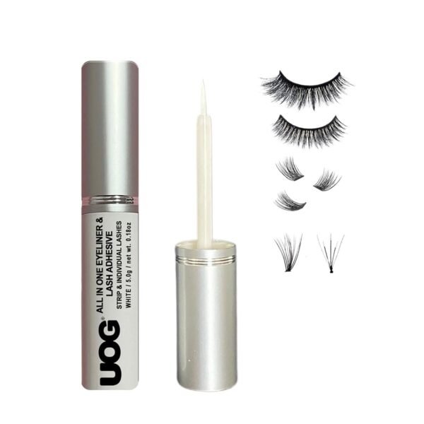 UOG Eyelash Adhesive Glue - Super Strong Hold for Up to 5 Days | Waterproof, Allergy-Free, and Odorless | Brush-On False Lash Extension Glue with All-in-One Formula | No Irritation or Itching (Black)