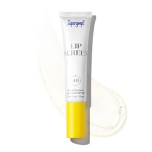 5177qpWmmaL._SL1500_.jpg Supergoop! Lipscreen Shine SPF 40, 0.34 fl oz - Water-Resistant Clear Lip Gloss - Broad Spectrum SPF Lip Balm with Grape Seed Extract, Sunflower Seed Oil & Kelp Extract - Non-Sticky Formula