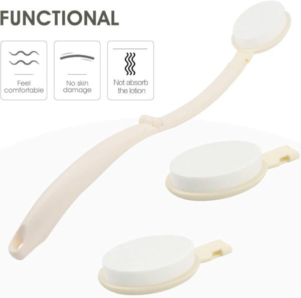 LFJ Lotion Applicator with Long Curved Handle for Back,Legs,Feet Self Application of Sunscreen, Sunless Self-Tanning, Skin Cream, Acne