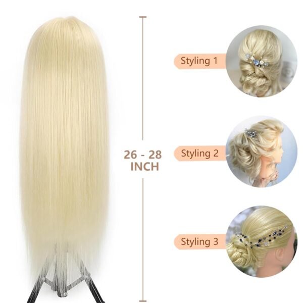 Mannequin Head with Real Human Hair 80% 26 Inch Hair Mannequins to Practice on Doll Heads for Hair Styling with Clamp and Tools Cosmetology Mannequin Head（ #613 Blond）