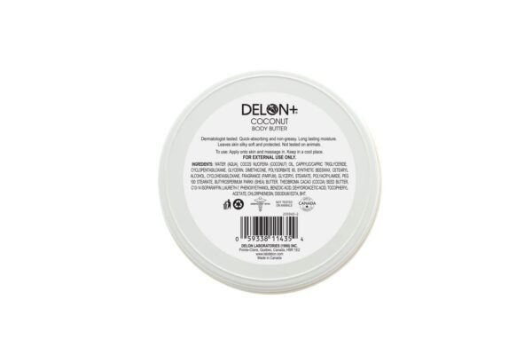 DELON Intense Moisturizing Body Butter, Coconut with Coconut Oil, 6.9 oz (Pack of 4)
