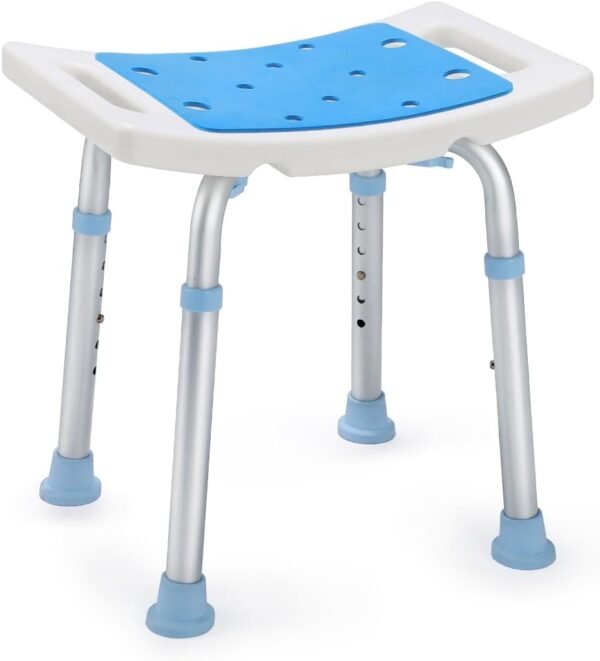 OasisSpace Shower Chair, Adjustable Bath Stool Chair for Inside Shower - Tool Free Anti-Slip Bench Bathtub Stool Seat with Durable Aluminum Legs for Elderly, Senior, Handicap & Disabled