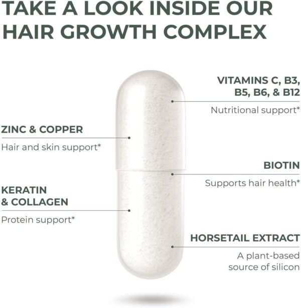 Primal Harvest Hair Growth Vitamins, Hair Growth for Women & Men - 60 Hair Growth Pills, Natural Hair Thickening Products for w/Biotin & Zinc - Hair Supplement, Regrowth Hair Vitamins