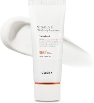 COSRX Vitamin E Vitalizing Face Sunscreen SPF 50, 1.69 fl oz, SPF Moisturizer, Lightweight under Makeup, Travel Essentials, Summer Essentials, Korean Skin Care, Korean Sunscreen for Face